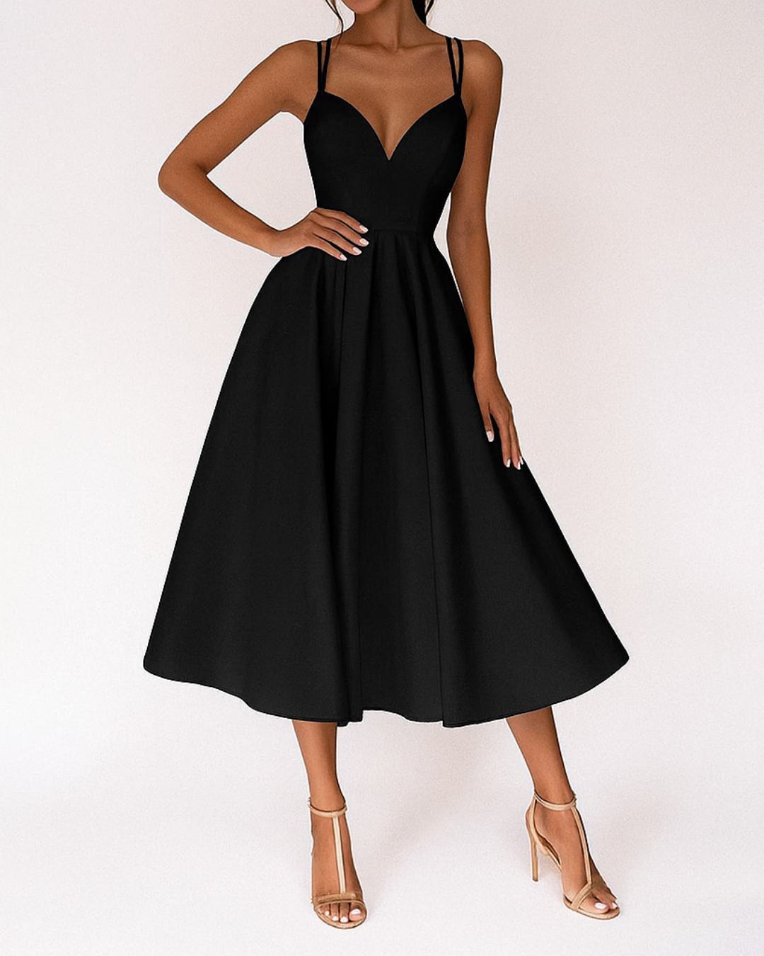 Poppy midi gastenjurk met smalle schouderbandjes foto 4