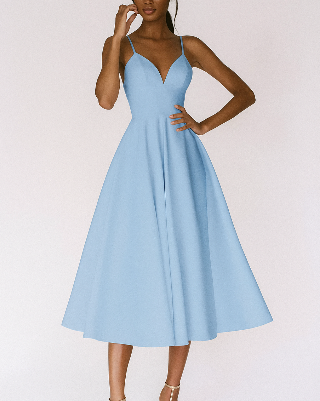Poppy midi gastenjurk met smalle schouderbandjes foto 5