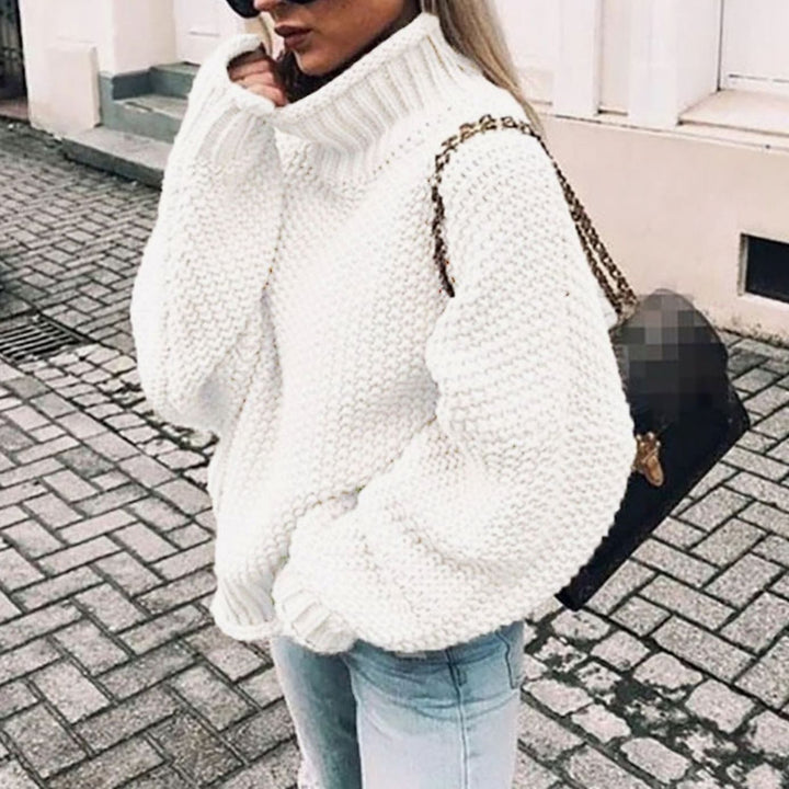 Oversized Dames Trui in Grobstrick met Rolkraag (8)