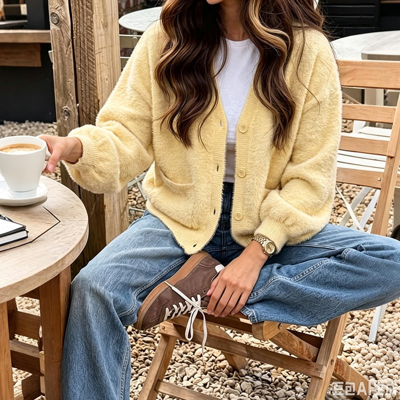 Oversized Dames Trui in Teddy-Fleece (4)