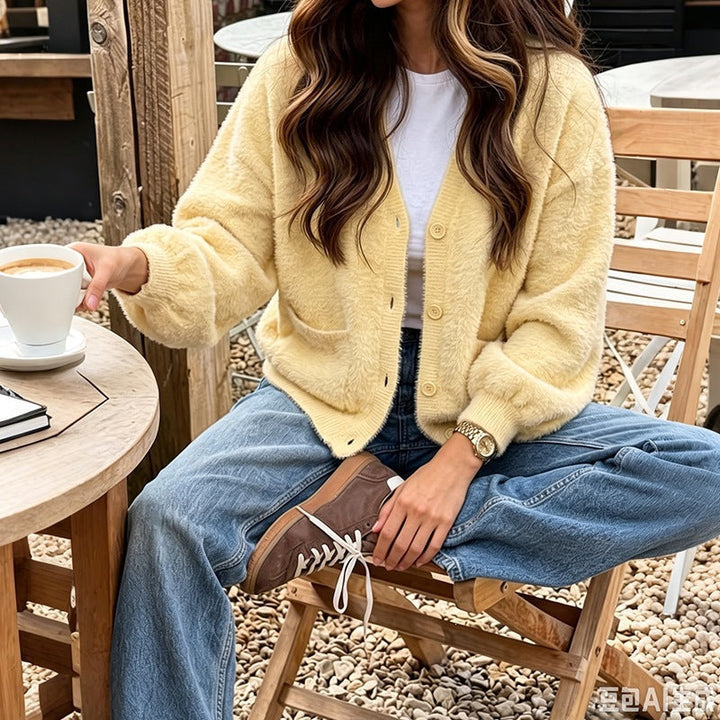 Oversized Dames Trui in Teddy-Fleece (4)