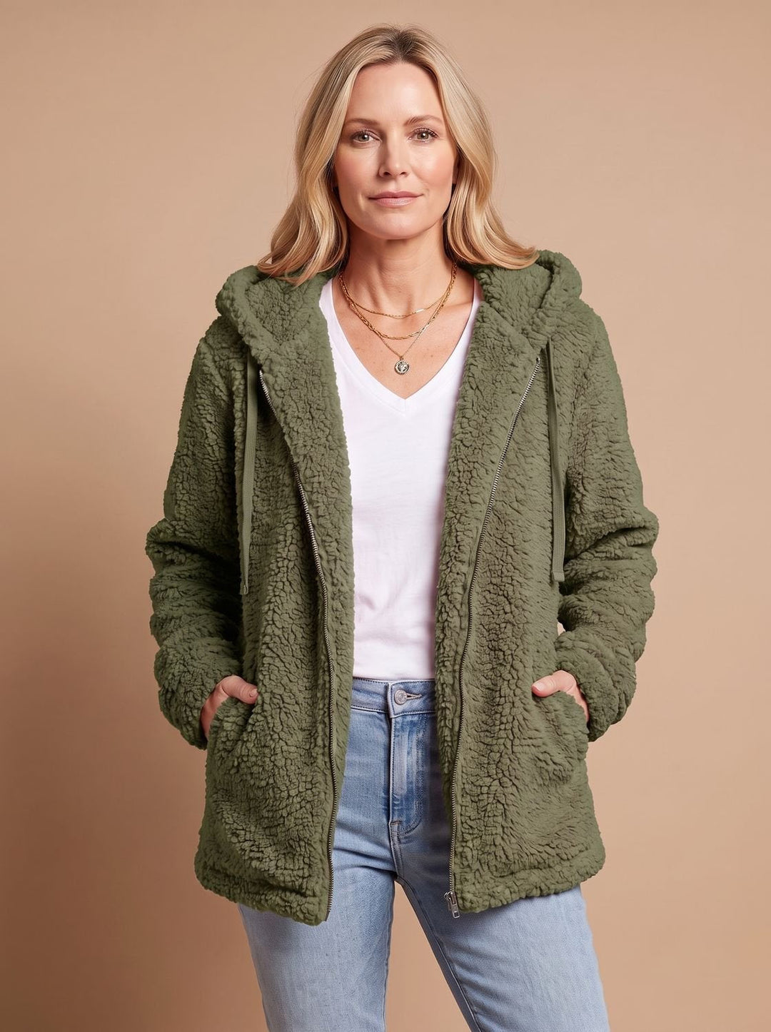 Oversized dames winterjas in pluche fleece (13)