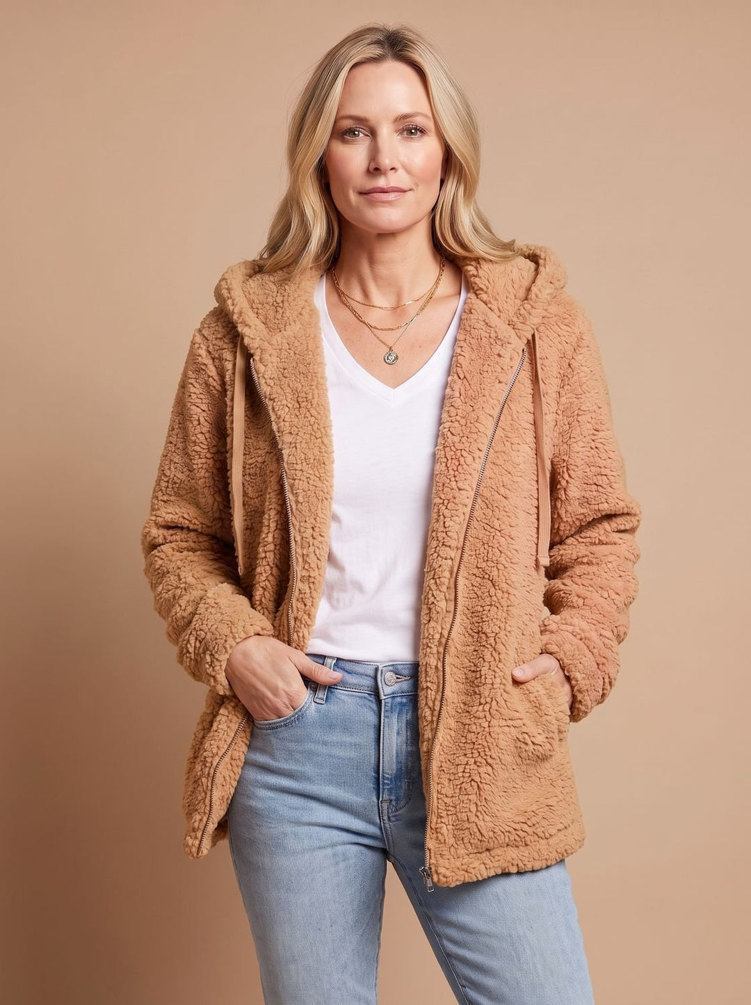 Oversized dames winterjas in pluche fleece (14)