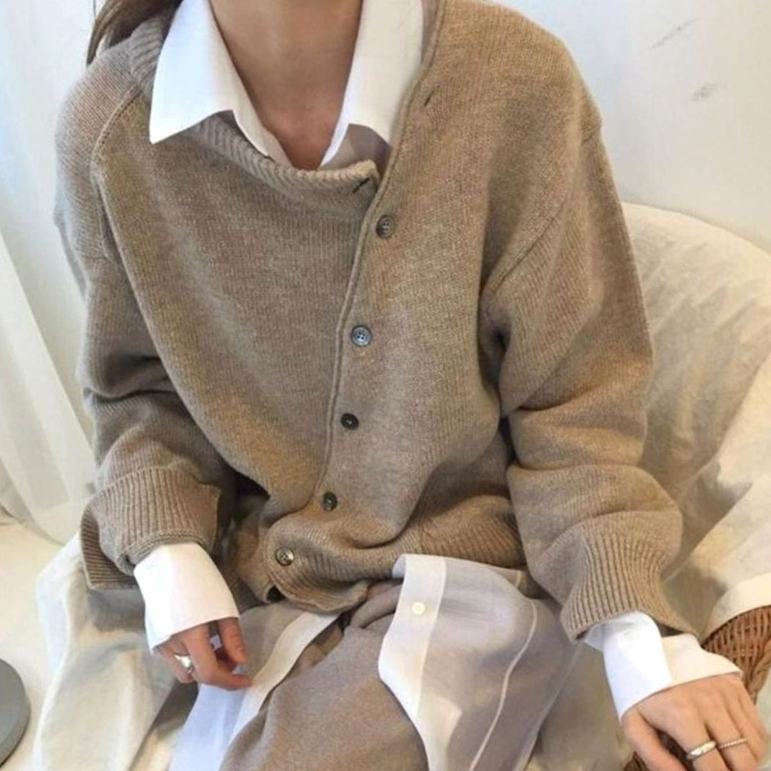 Oversized gebreide dames trui cardigan (3)
