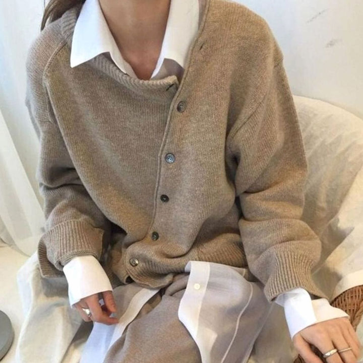 Oversized gebreide dames trui cardigan (3)