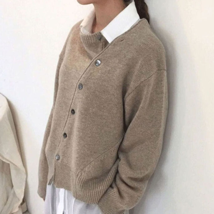 Oversized gebreide dames trui cardigan in Bruin