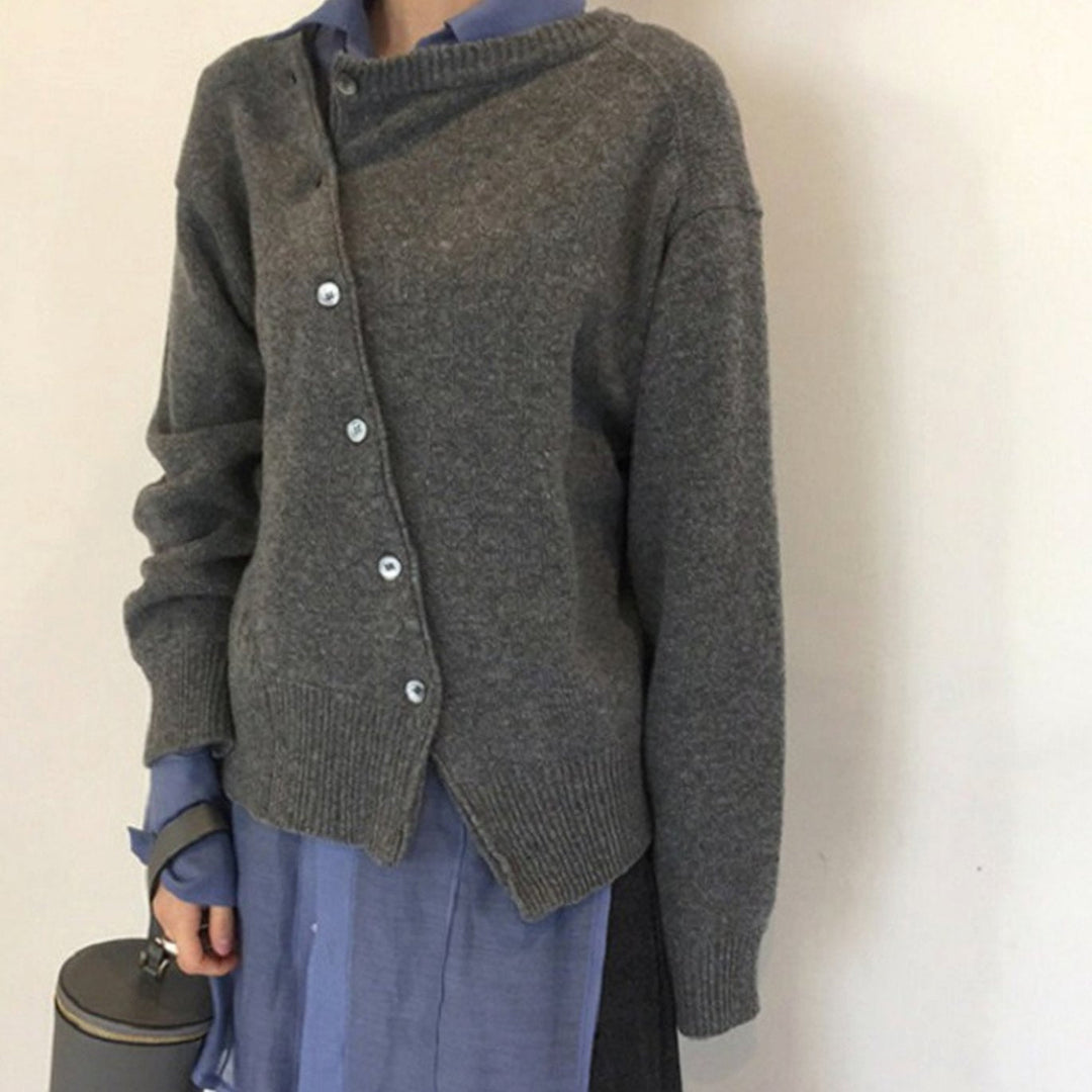 Oversized gebreide dames trui cardigan in Grijs