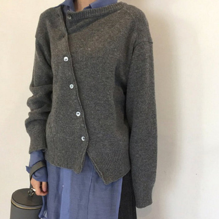 Oversized gebreide dames trui cardigan in Grijs