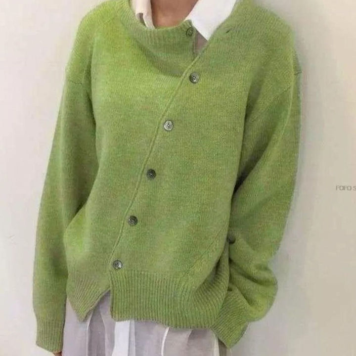 Oversized gebreide dames trui cardigan in Groen