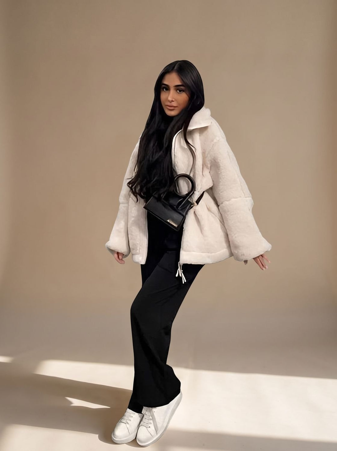 Oversized Teddy Winterjas Dames in Beige