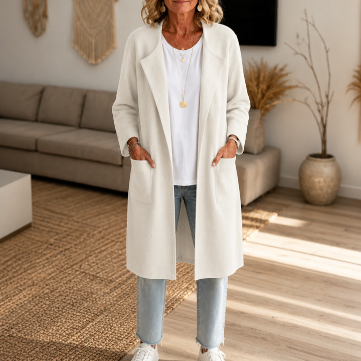 Oversized Wollen Winterjas voor Dames in Wit