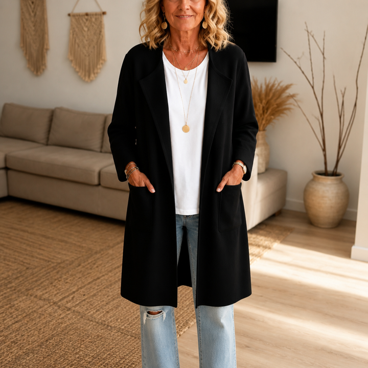Oversized Wollen Winterjas voor Dames in Zwart