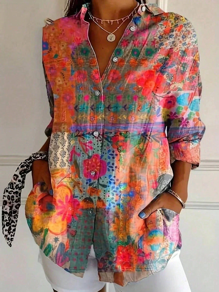 Speelse Dames Blouse voor Elke Dag in Oranje