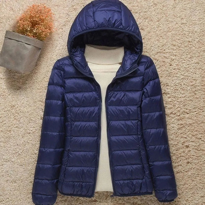 Ultra-lichte dames winterjas met donsvulling in Marineblauw
