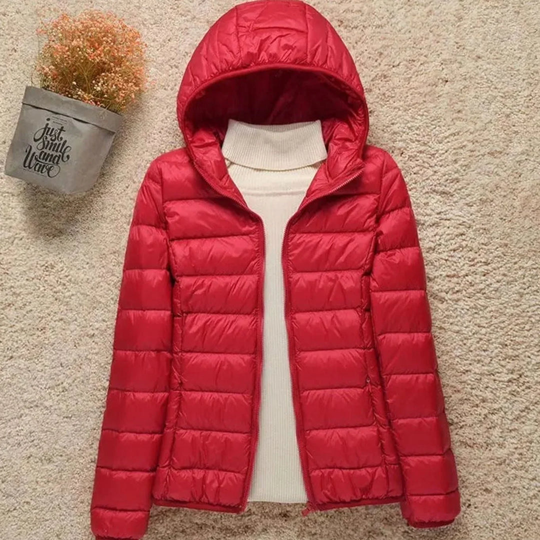 Ultra-lichte dames winterjas met donsvulling in Rood