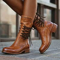 Isa | Vintage Laarzen Dames van Leer met Studs