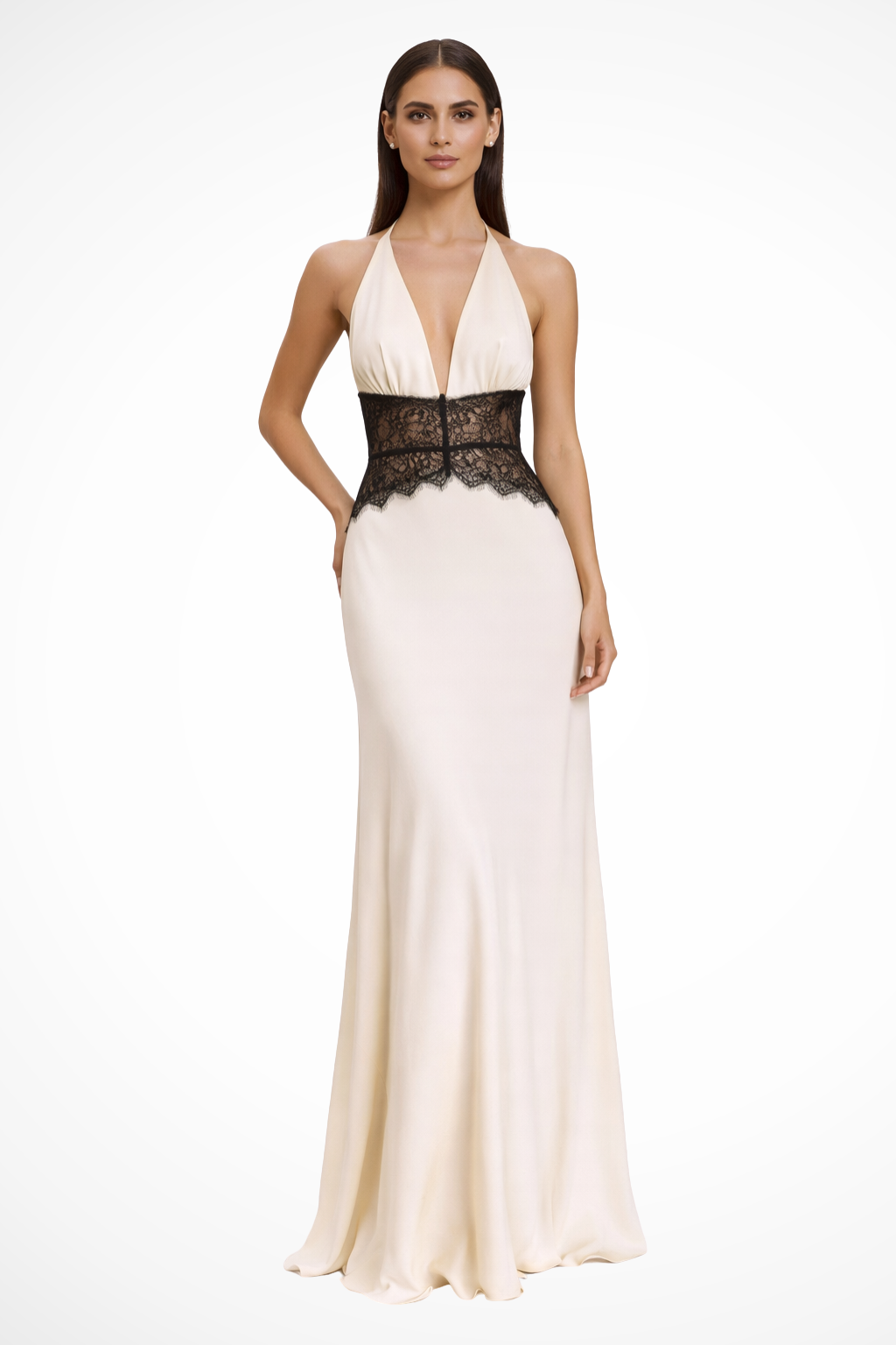 Vrouwen Open-Rug Maxi Jurk Bruiloftsgast in Wit