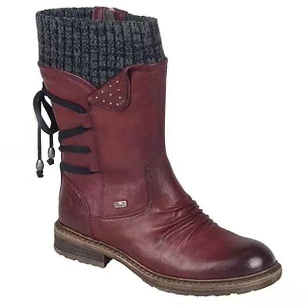 Warme Dames Laarzen Waterbestendige Kuitlange in Rood