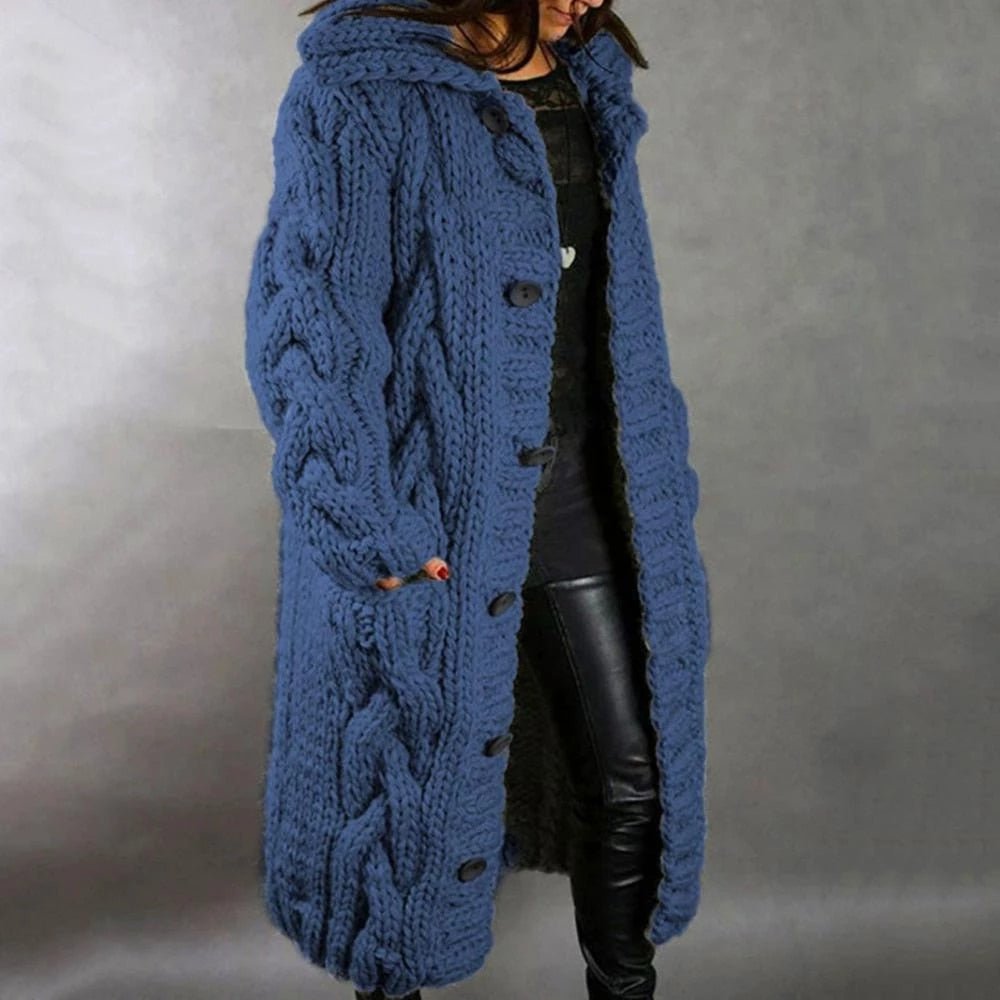 Warme dames trui oversized kabel in Blauw