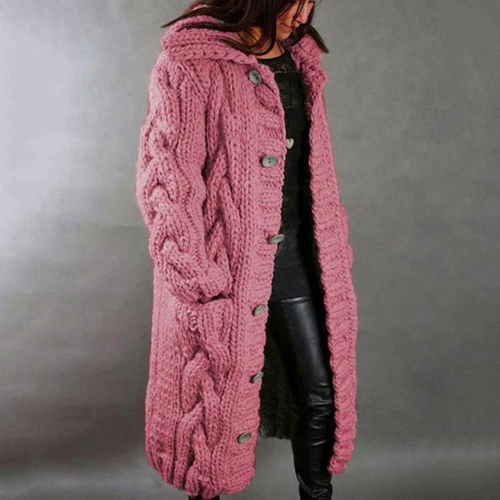 Warme dames trui oversized kabel in Roze