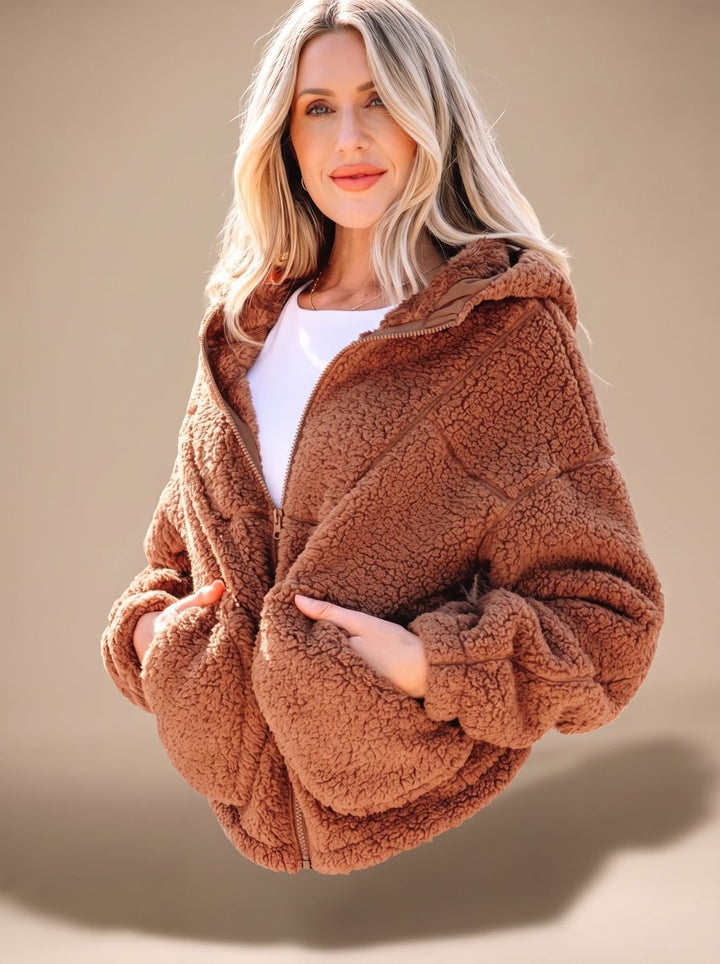 Warme Dames Winterjas in Teddy Fleece (3)