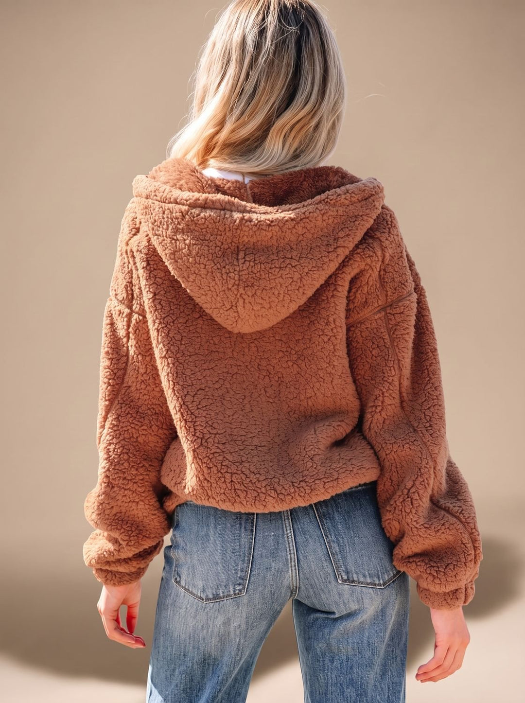 Warme Dames Winterjas in Teddy Fleece (4)