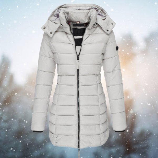 Warme dames winterjas met capuchon in Grijs
