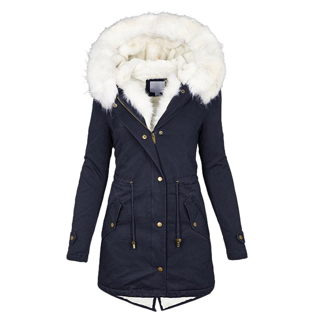 Warme dames winterjas met fleecevoering in Marineblauw