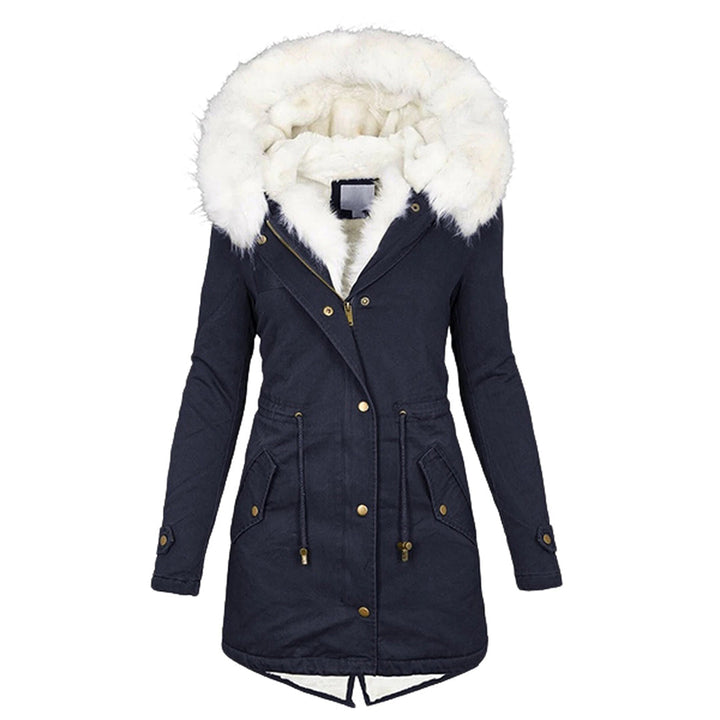 Warme dames winterjas met fleecevoering in Marineblauw