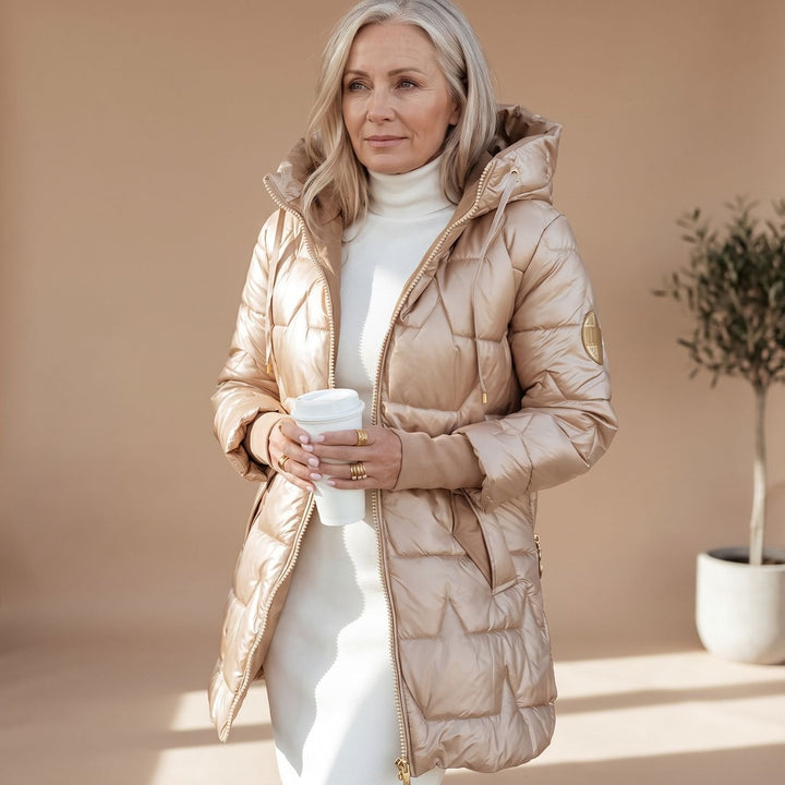 Warme gesteppte winterjas dames midilänge
