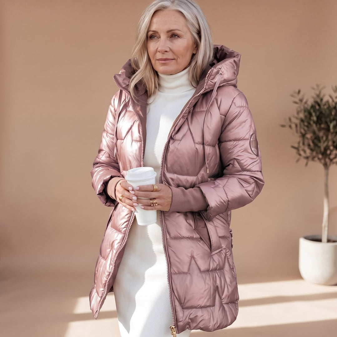 Warme gesteppte winterjas dames midilänge (5)