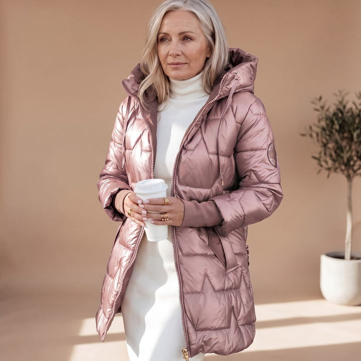 Warme gesteppte winterjas dames midilänge (5)