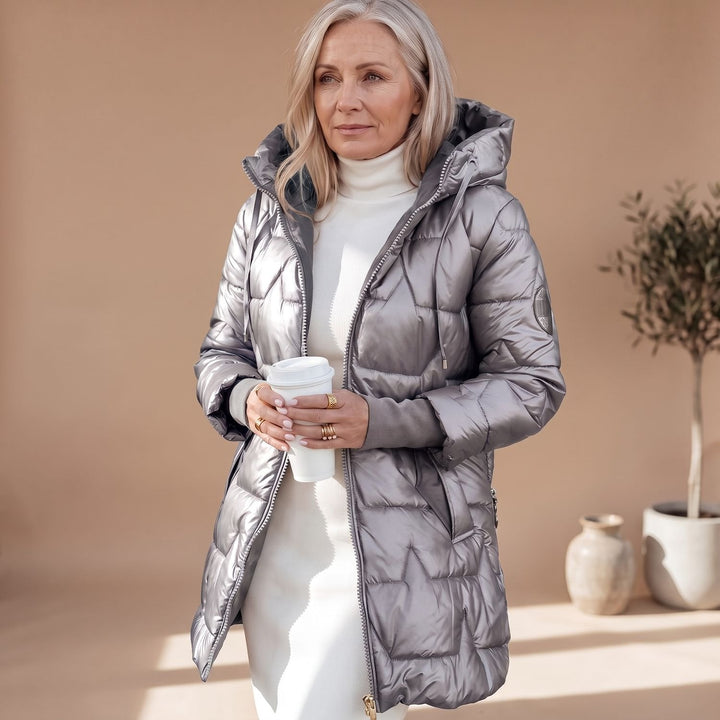 Warme gesteppte winterjas dames midilänge (6)