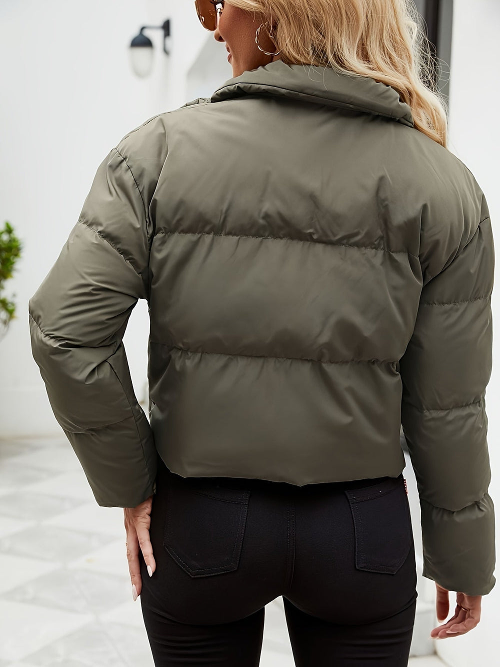 Warme korte gesteppelde winterjas dames (2)