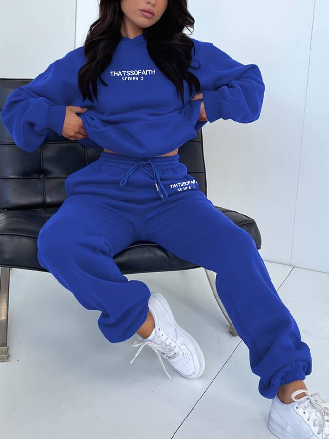 Warme Trui Dames met Joggingbroek in Blauw