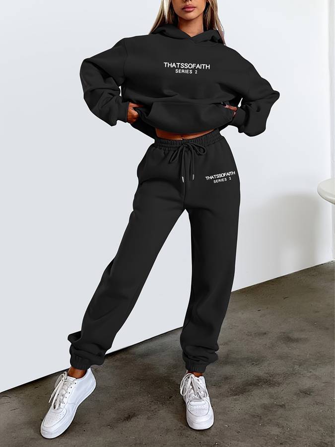 Warme Trui Dames met Joggingbroek in Zwart