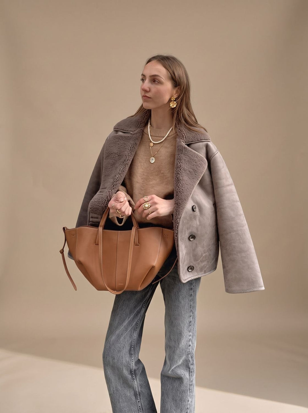 Warme Winterjas Dames met Teddykraag in Paars