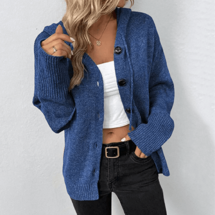 Winterjas-Cardigan voor Dames met Steppering in Blauw