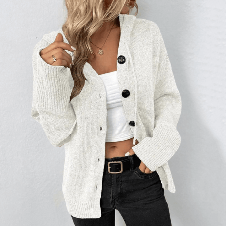 Winterjas-Cardigan voor Dames met Steppering in Wit