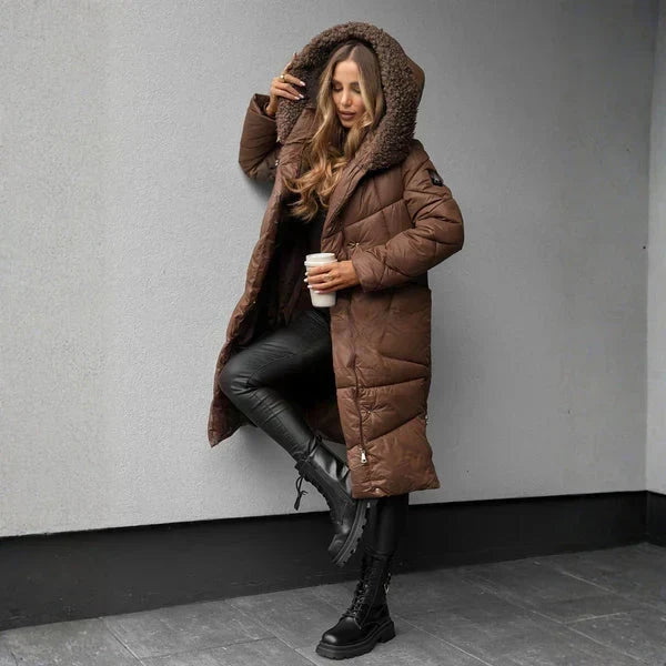 Winterjas dames elegant gestepte capuchon (2)