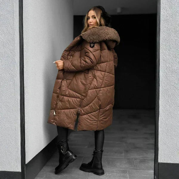 Winterjas dames elegant gestepte capuchon (3)