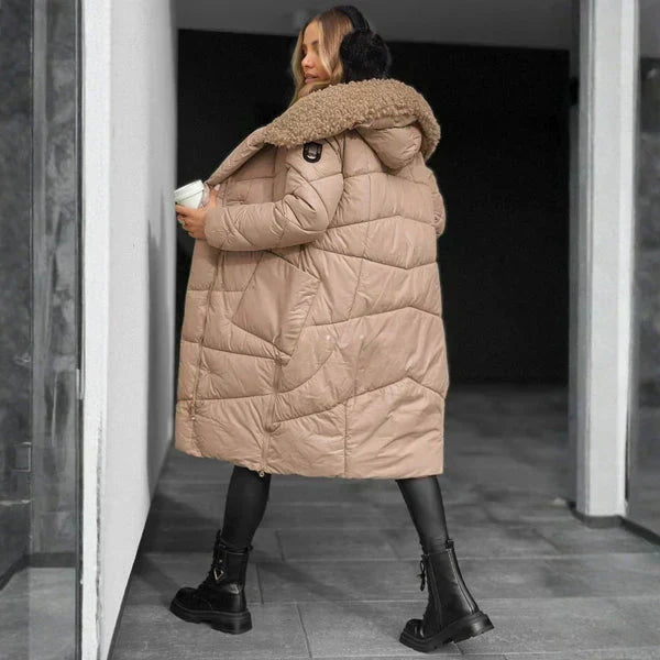Winterjas dames elegant gestepte capuchon (5)