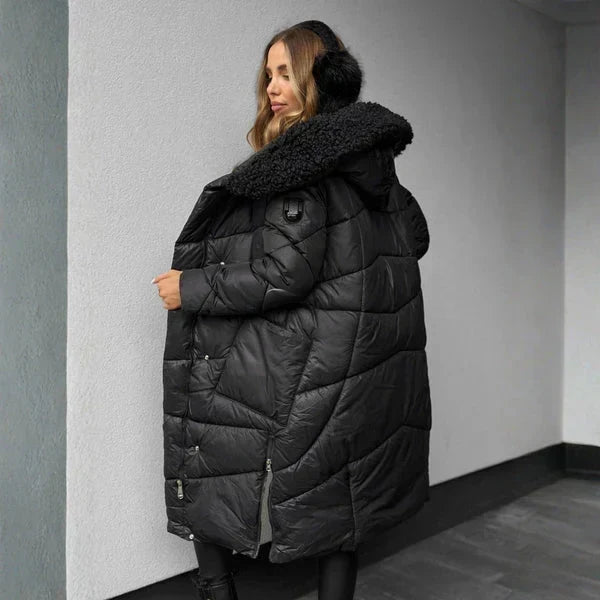 Winterjas dames elegant gestepte capuchon (7)