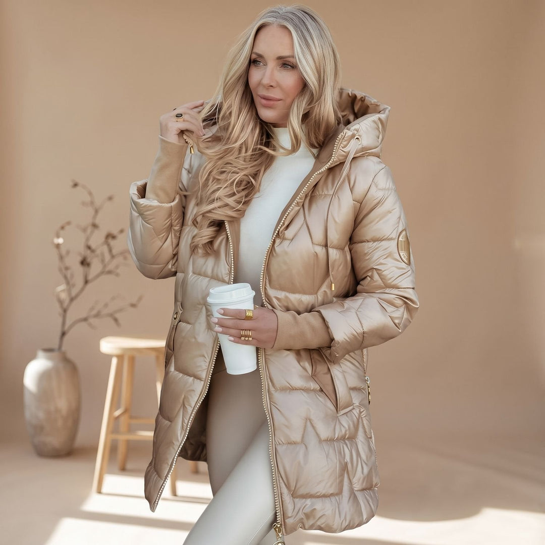 Winterjas dames elegant gevoerd voor koude dagen in Beige