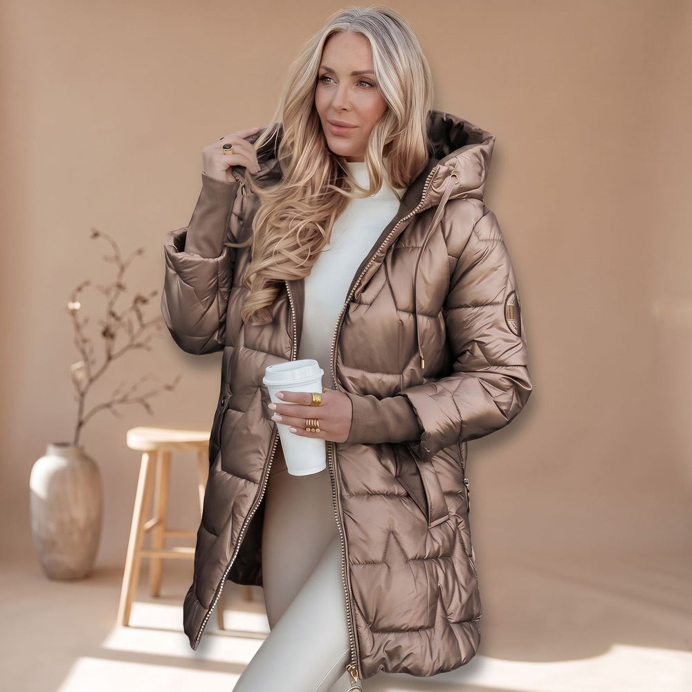 Winterjas dames elegant gevoerd voor koude dagen in Kaffeebraun