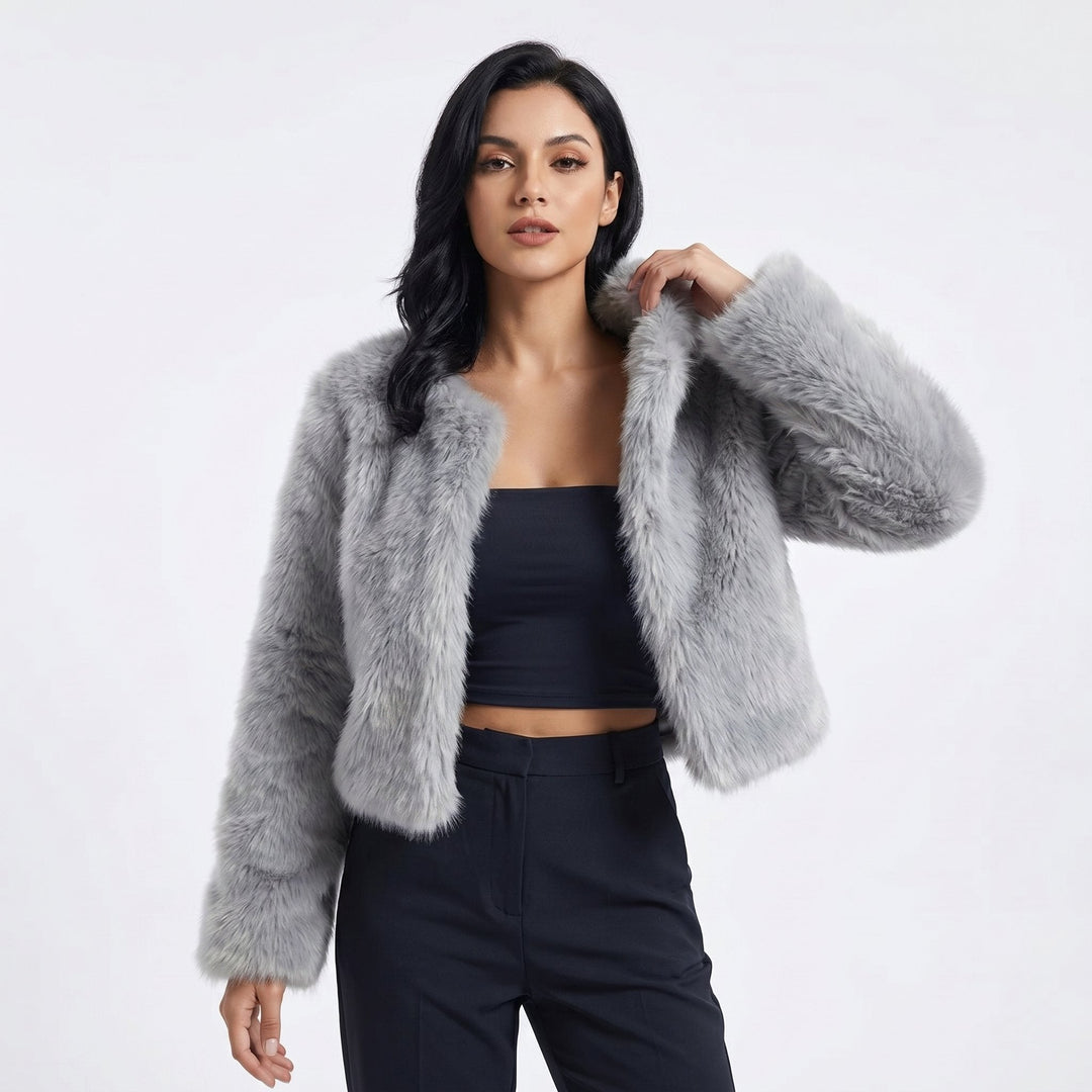 Winterjas dames elegant korte luxe snit in Grijs