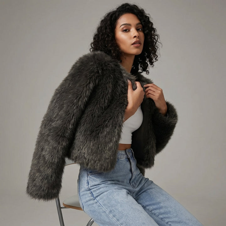 Winterjas dames elegant korte luxe snit in Zwart