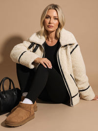 Britt | Winterjas dames fleece teddy zachte