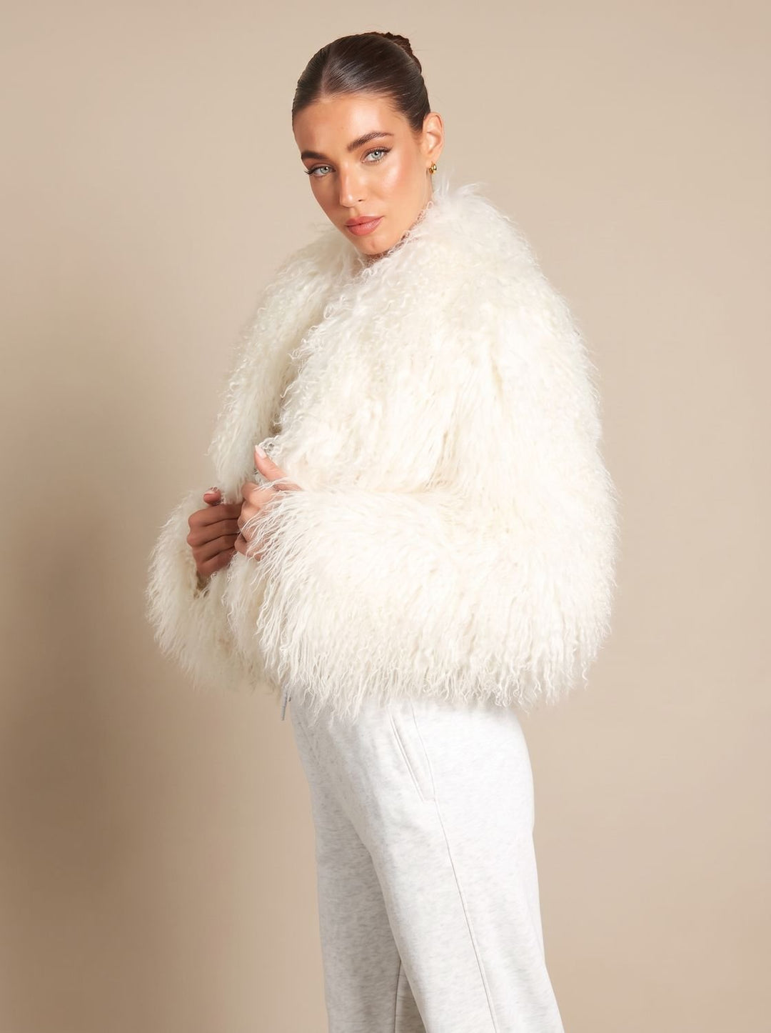Winterjas dames in faux-fur teddy-stijl volumeuze snit (11)
