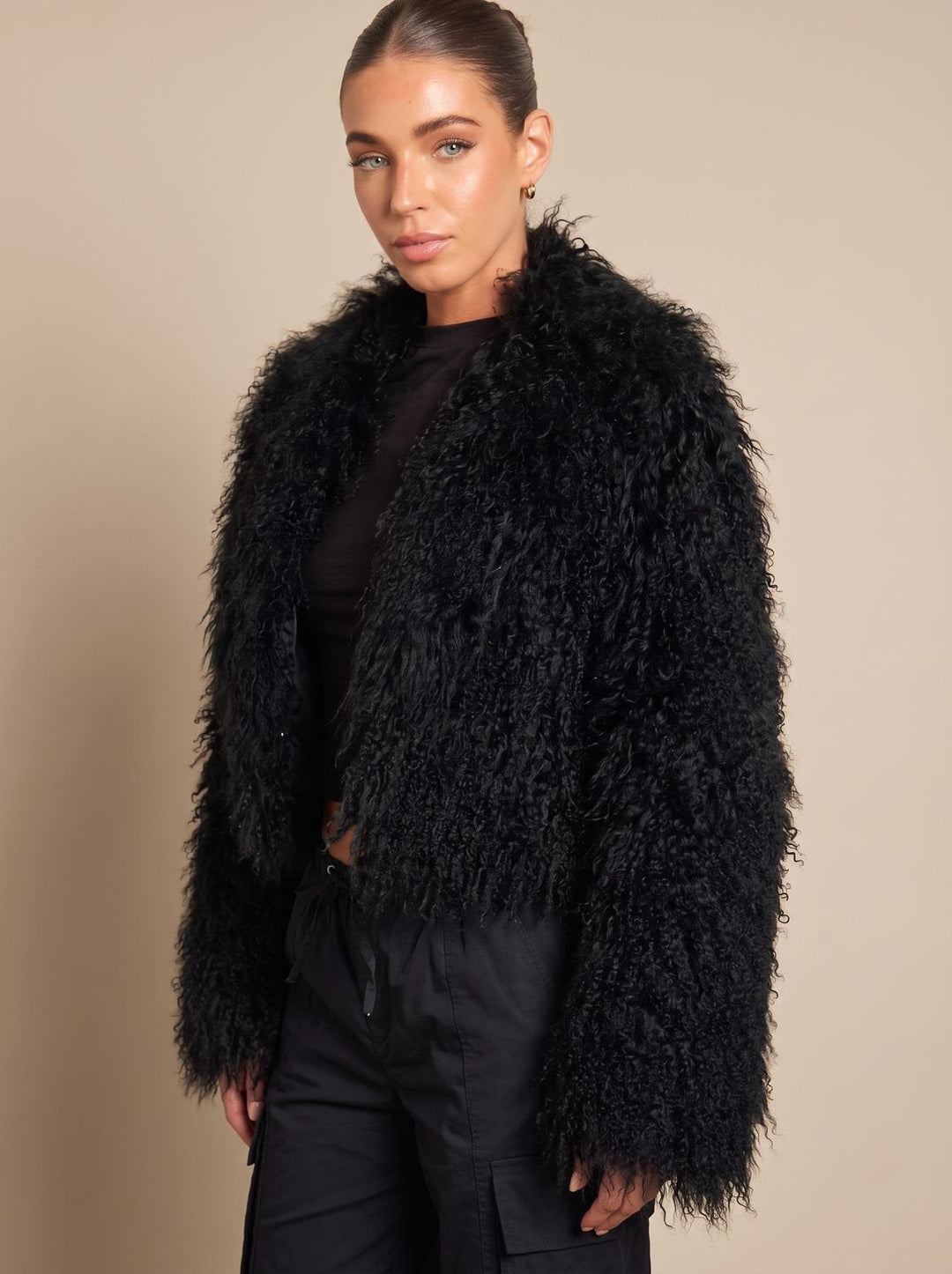 Winterjas dames in faux-fur teddy-stijl volumeuze snit (2)